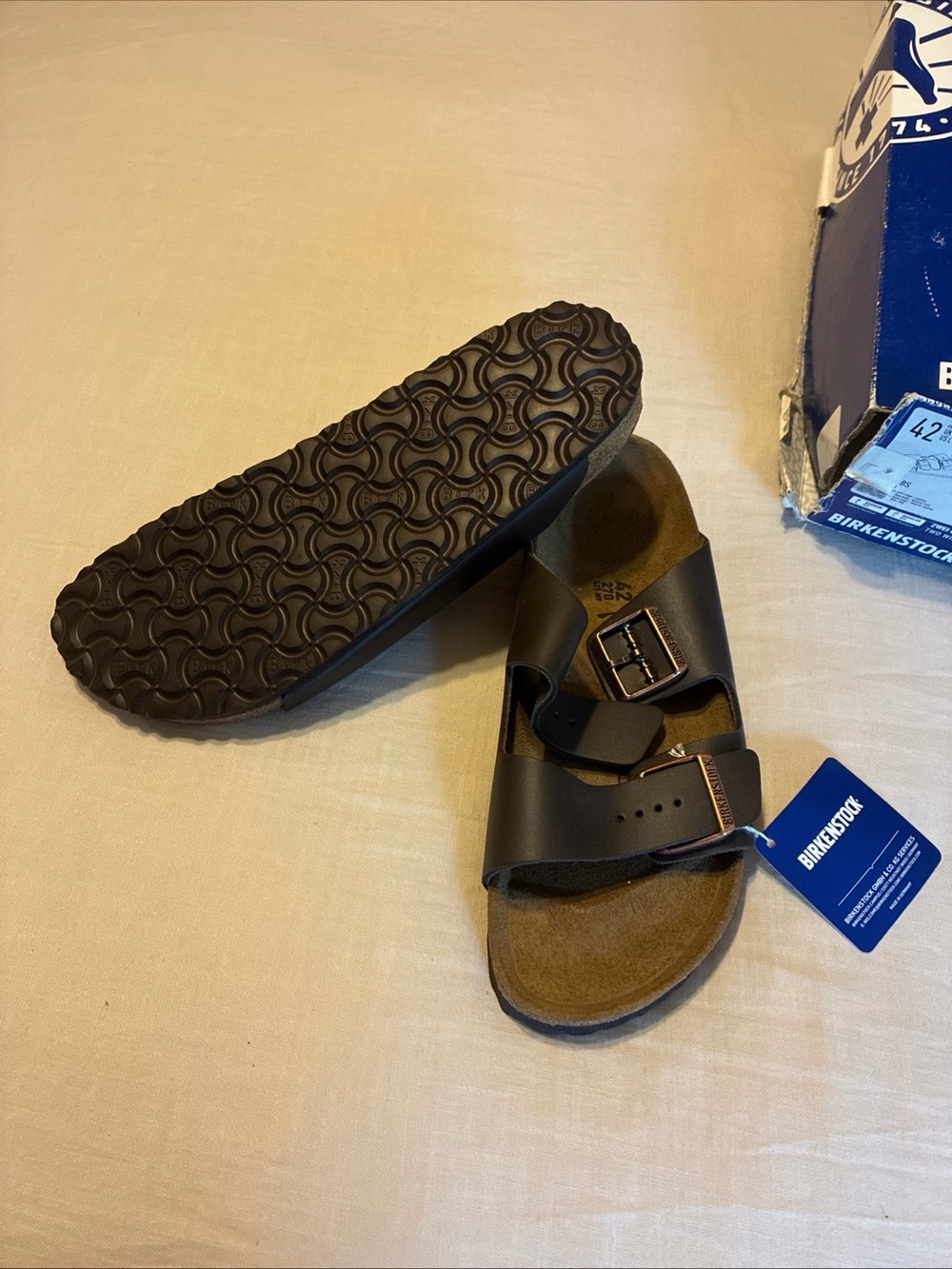 Birkenstock Brown Two-Strap Arizona Sandals with Buckles new with box